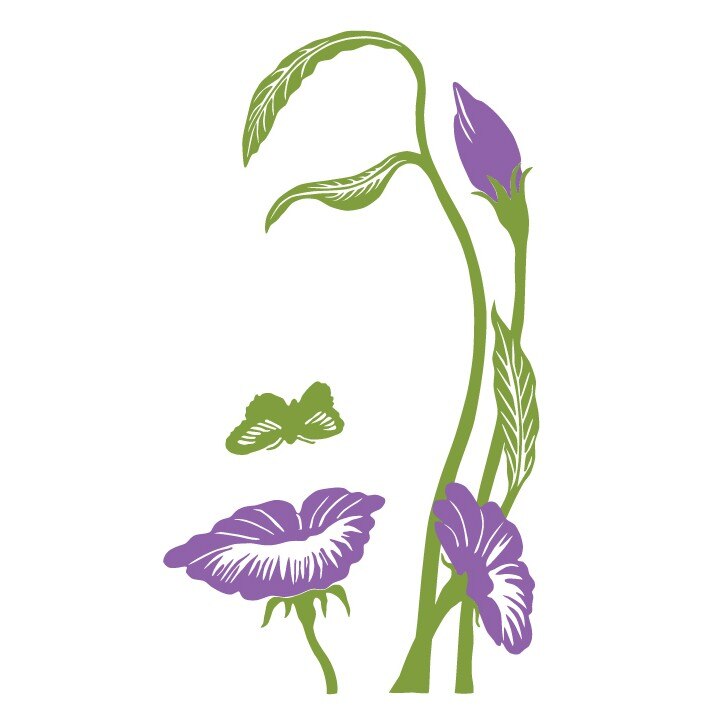 Sticker decorativ Stickero Decor Floare Umana, Verde deschis cu Violet levanda, 82x145 cm