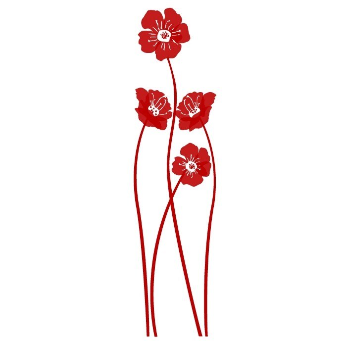 Sticker decorativ Stickero Set de maci, Rosu inchis, 30x122 cm