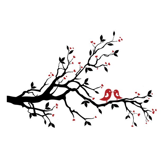 Crenguta pasarelelor - sticker decorativ Stickero, Negru cu Rosu, 170x110 cm