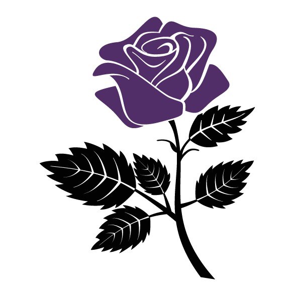 Sticker decorativ Stickero Fir de trandafir, Negru cu Aubergine (Vanata), 65x96 cm