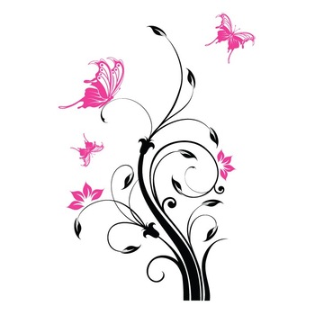 Sticker decorativ Stickero Floare eleganta, Negru cu Roz, 50x81 cm Sticker decorativ Stickero Floare eleganta, Negru cu Roz, 50x81 cm