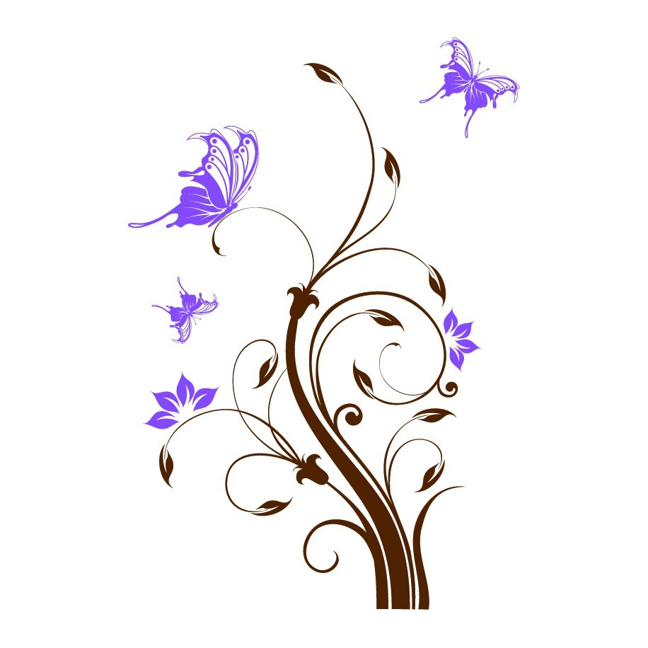 Sticker decorativ Stickero Floare eleganta, Maro cu Violet levanda, 70x111 cm