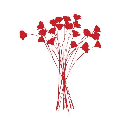Sticker decorativ Stickero Buchet de maci, Rosu, 70x116 cm