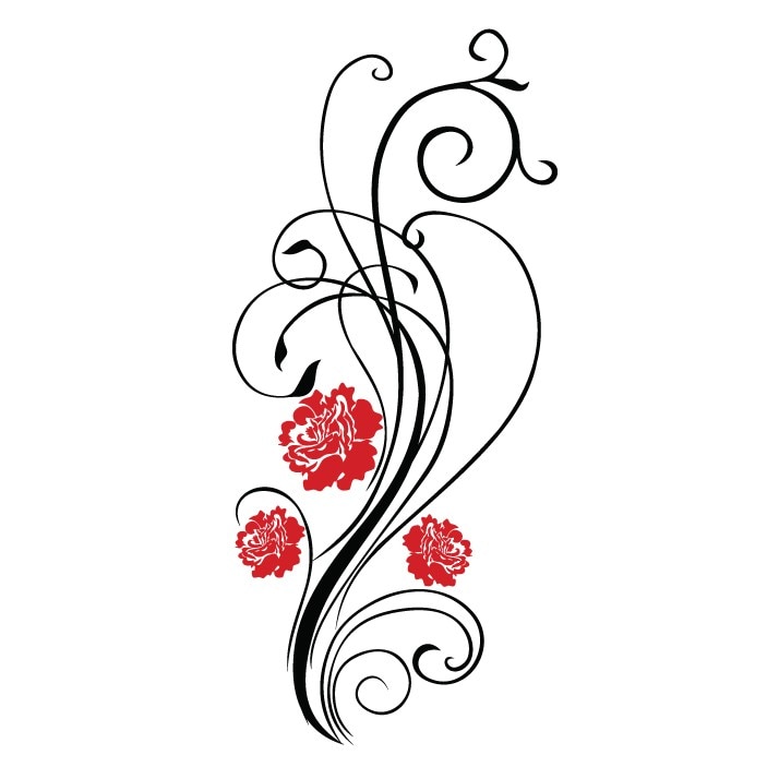 Sticker decorativ Stickero Floare Delicata, Negru cu Rosu deschis, 41x96 cm