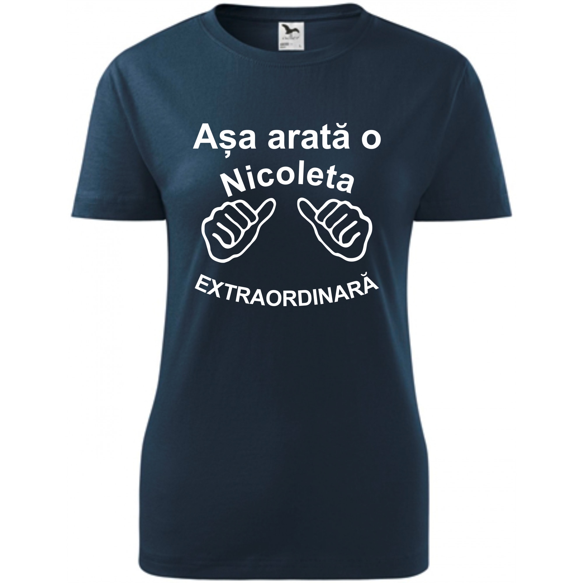 Tricou personalizat femei bleumarin marime XL Asa Arata O Nicoleta Extraordinara