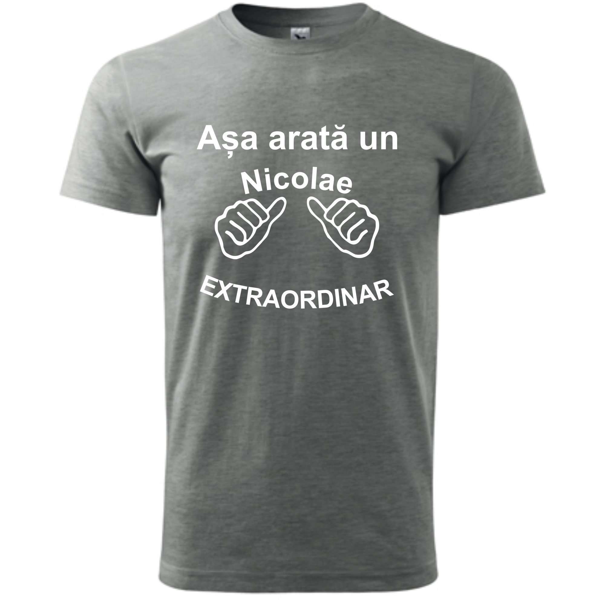 Tricou personalizat barbati gri marime L Asa Arata Un Nicolae Extraordinar