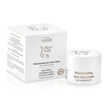 Crema de fata Hidratanta Vellie Goat Milk pentru zi cu Acid Hialuronic, 50ml Crema de fata Hidratanta Vellie Goat Milk pentru zi cu Acid Hialuronic, 50ml