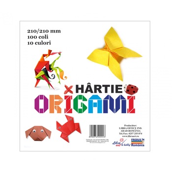 Hartie origami 21x21 cm 100 coli 10 culori Hartie origami 21x21 cm 100 coli 10 culori