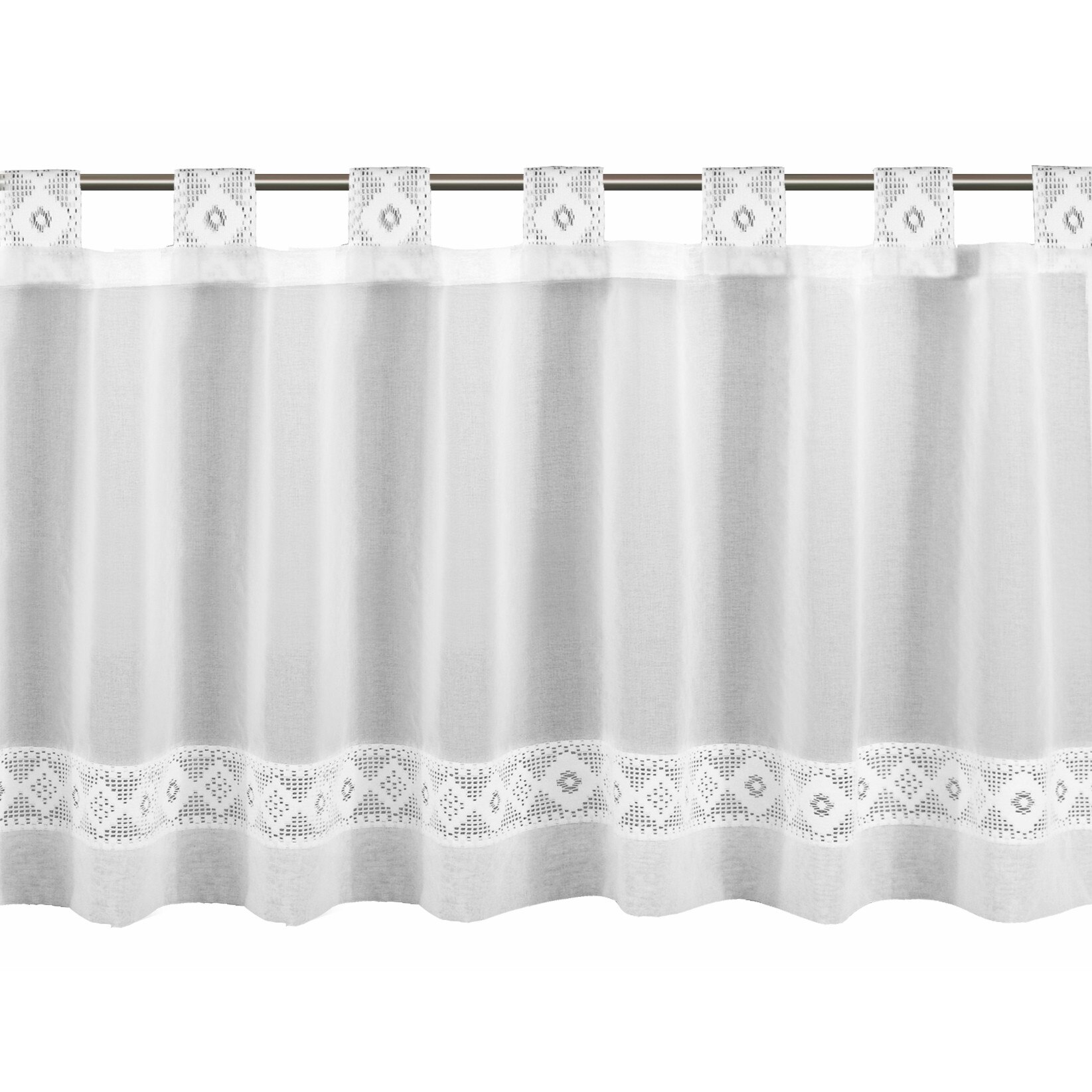 Perdea cu bride de bucatarie, culoare alb, dimensiune: 48 x 145 cm