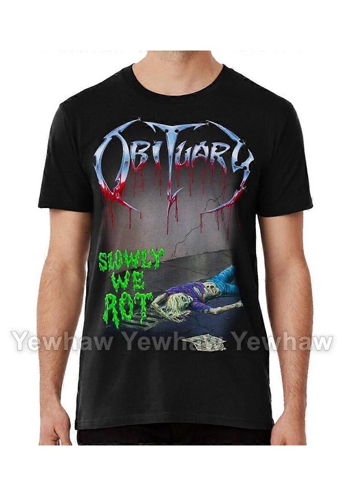 Férfi póló, Old Metal, klasszikus szabás, 100% pamut, fekete