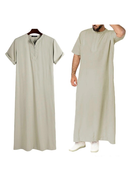 Halat barbatesc, kaki, bumbac, maneci scurte, 3XL INTL