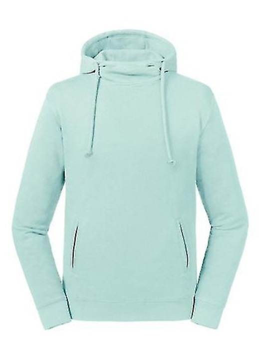 Unisex pulóver, türkiz, természetes pamut, kapucnis, egyszerű design