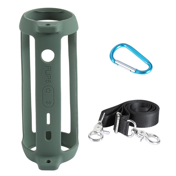 Szilikon tok, JBL Flip 6 hangszóróhoz, zöld, kompakt, könnyen hordozható