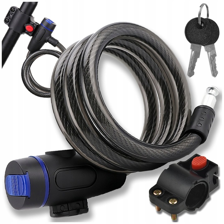 Antifurt bicicleta ARSA GO, blocare cu cheie, cablu solid, 90cm, 2 chei, negru