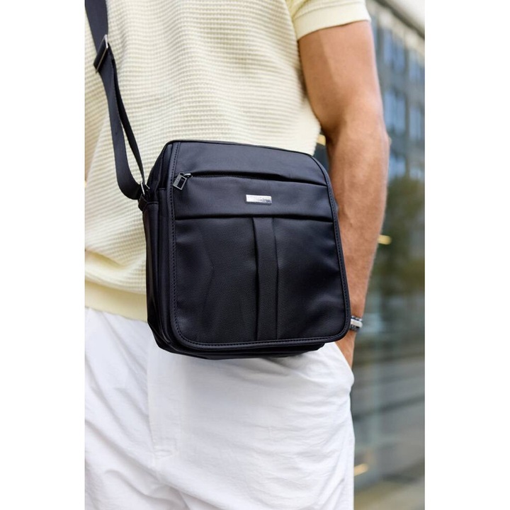 Sporttáska, Peterson, strapabíró poliészter, 1 rekesz, 4 zseb, fekete, 77x150cm