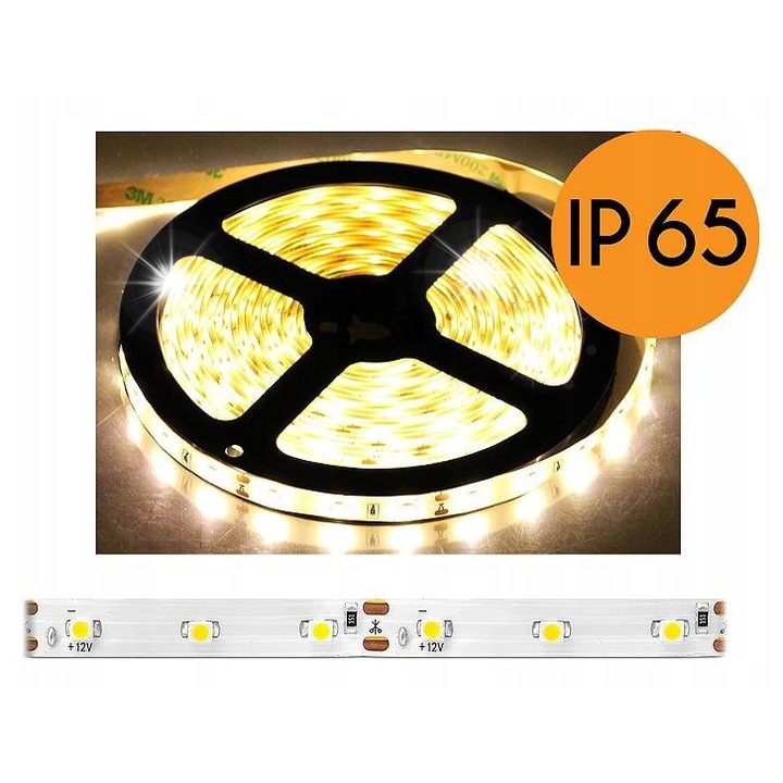 LED лента SMD2835, 5м, бяла, водоустойчива, 12V, 4.8W/м