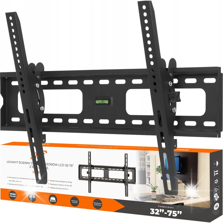 Стойка за телевизор LTC, 32-75 инча, 55 кг, VESA 700x450, черна