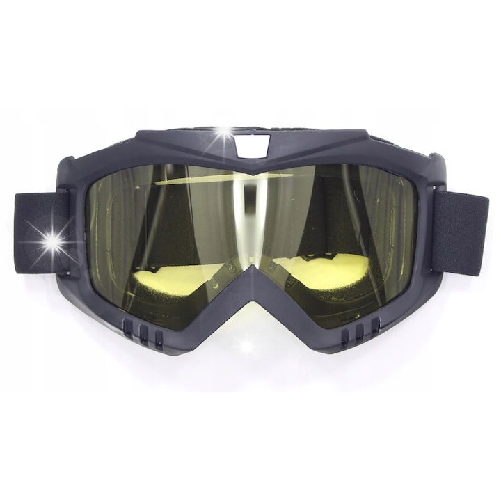 Мото очила Roy WB A-04, черно с жълто, отразяващи лещи, технология против замъгляване