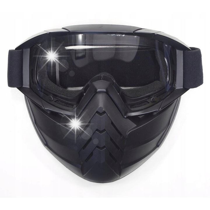 Мото маска с очила Roy J-01, ергономична, 100% UV защита, черна