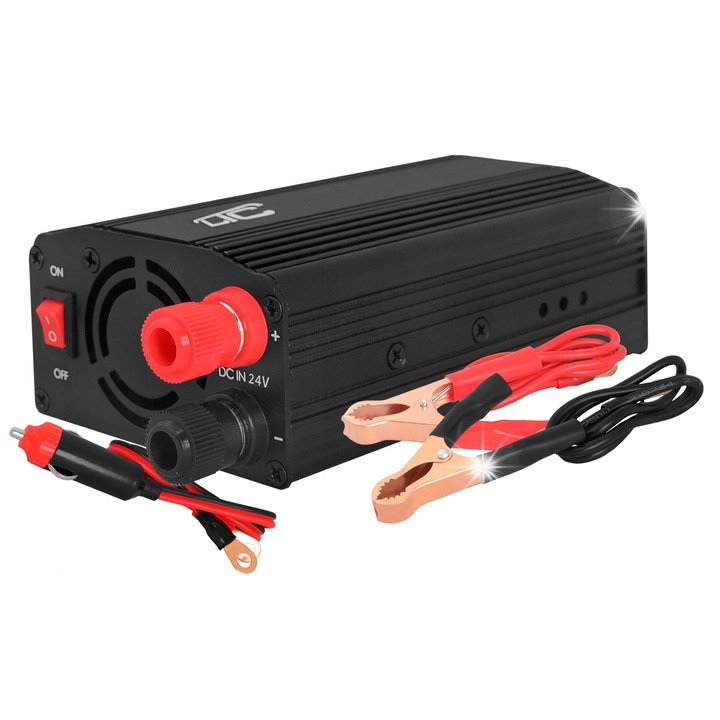 LTC autó inverter 24V/230V 300W, 2xUSB, méretek 133x78x46.5mm
