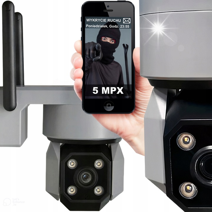 Ротационна камера за наблюдение LTC KAM33, 5MP, WiFi, IP66, графит, със слот за microSD, двупосочна комуникация