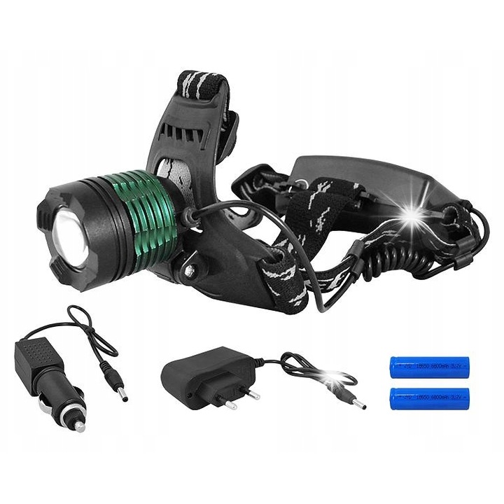 LED челник LTC 600lm, 2 батерии 8600mAh, функция ZOOM, пълен комплект