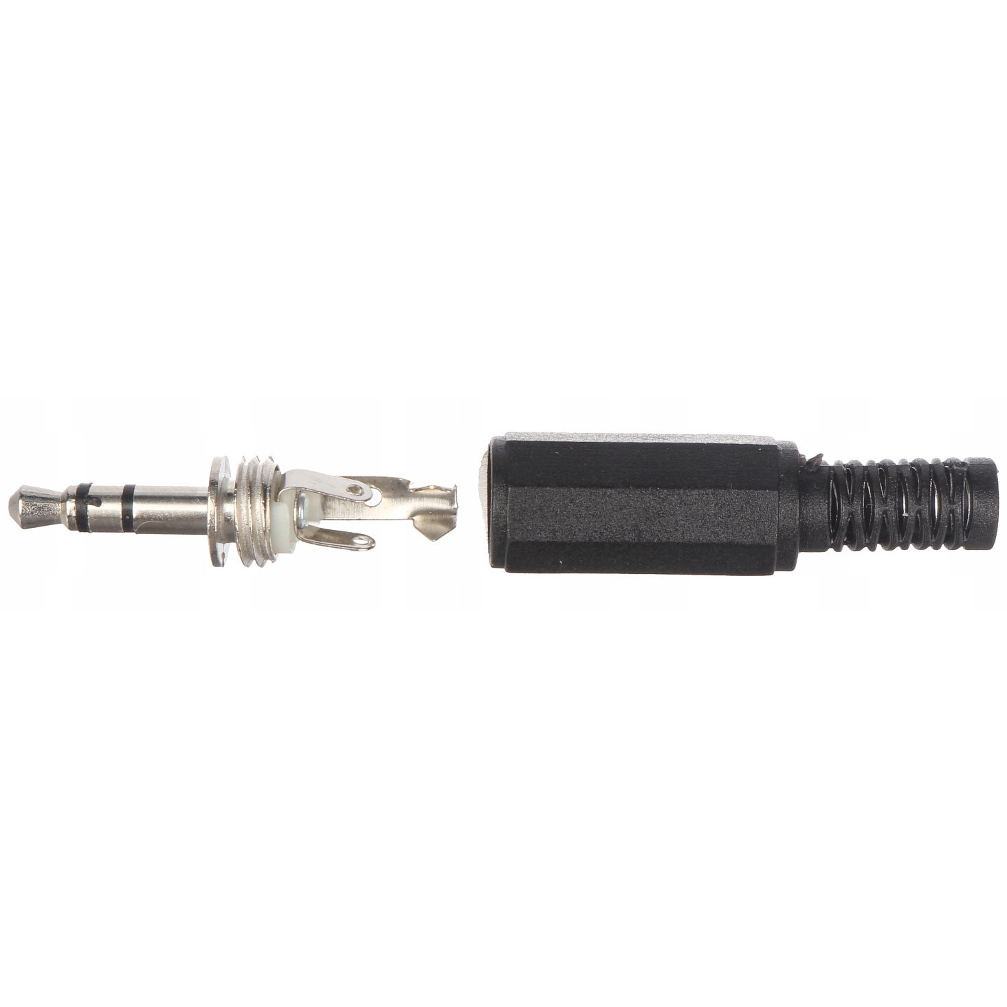 Conector JACK 3.5mm stereo, Lamex, plastic, negru, set 100 bucati