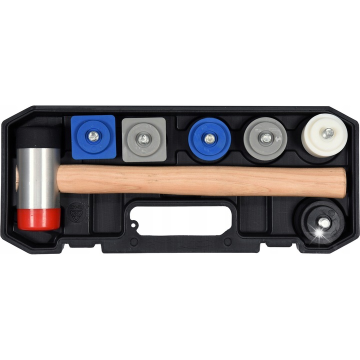 Монтажен чук YATO 320 мм, комплект с 8 сменяеми глави, различни твърдости, алуминий, дърво