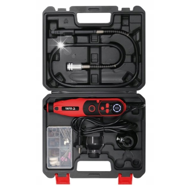 Многофункционален шлайф YATO, 130W, 6 скорости, 82 аксесоара, 230x60x55mm