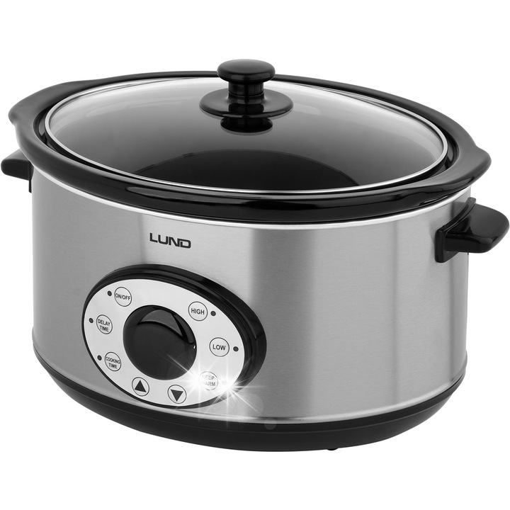 Multifőző, Lund, kerámia lassúfőző, 4,5L, 280W, fekete, 37x29x26cm