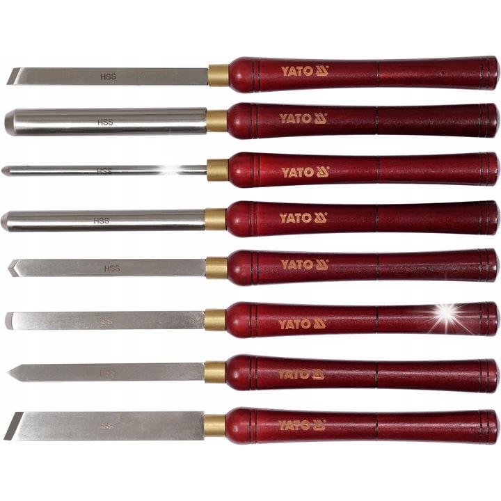 Комплект инструменти за струговане Yato, 8 части, HSS, 435x160мм, дърво