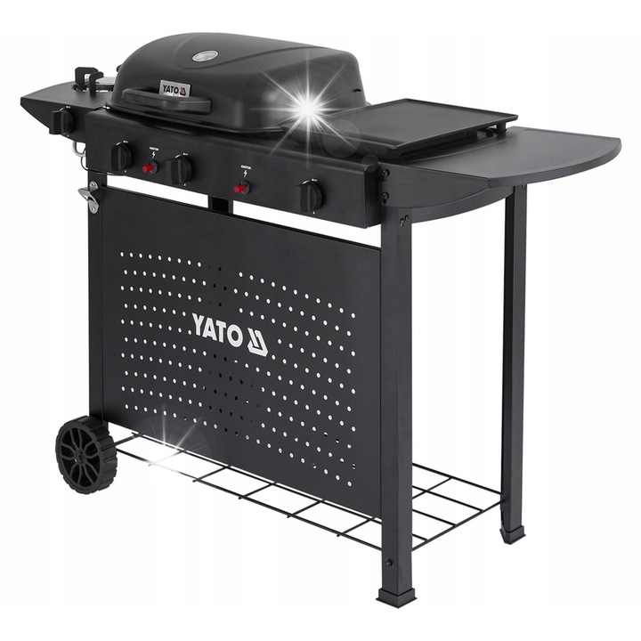 Газонен грил 3 в 1 YATO Asahi, 11 kW, 4 горелки, черен, 128,5x50x92,8 см