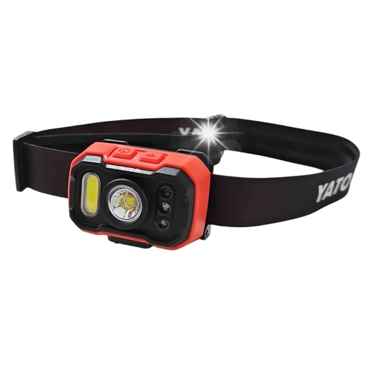 Челен фенер Yato 1000lm със сензор за движение, 7 режима на осветяване, водоустойчив, 64,5x43,3x40mm