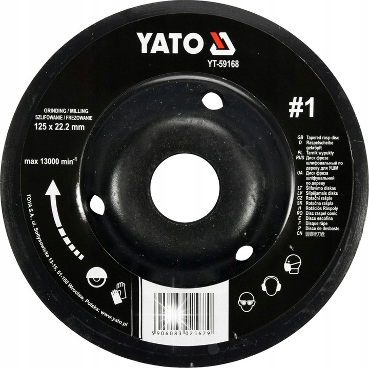 Tarnic 125mm YATO pentru slefuire si frezare, diametru 22,2mm, 0.3kg