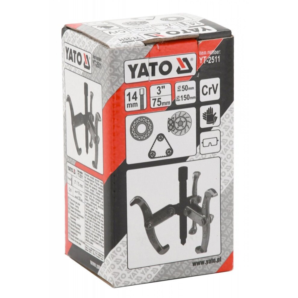 Extractor cu 3 brate Yato, 75mm, pentru rulmenti si roti dintate, 50 ...