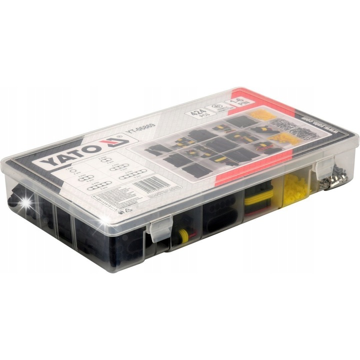 Комплект херметични конектори YATO 1-6 пина, 424 броя, многоцветни