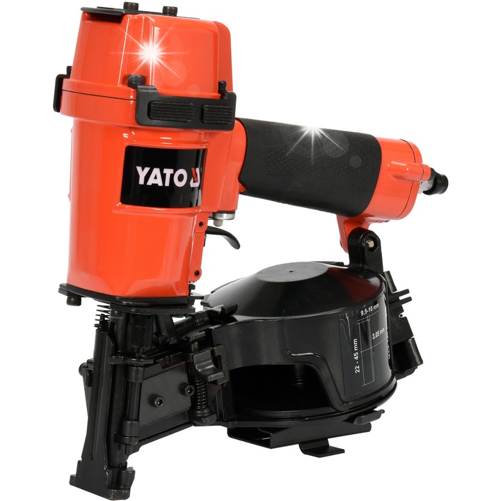 YATO Pneumatikus szegezőpisztoly 22-45mm, 120 szög, alumíniumötvözet test, oldalsó töltőrendszer