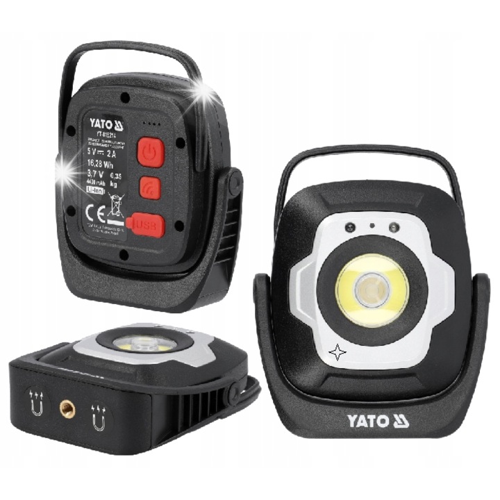 Преносим фенер YATO 10W 1200LM със сензор за движение, 130x130x40mm, батерия 4400mAh