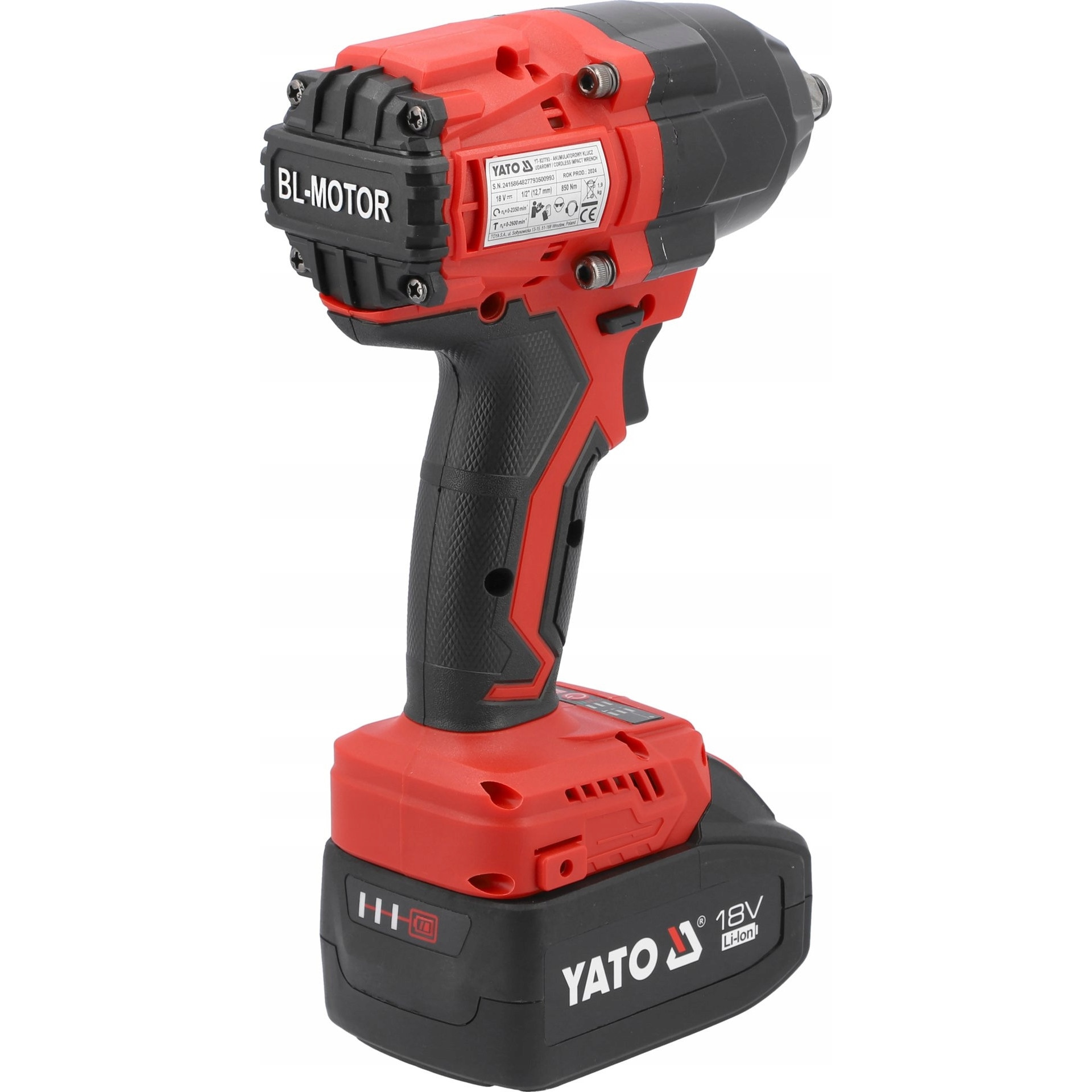 Cheie de impact YATO 18V 800Nm, 2 acumulatori 4Ah, fara perii, 1/2