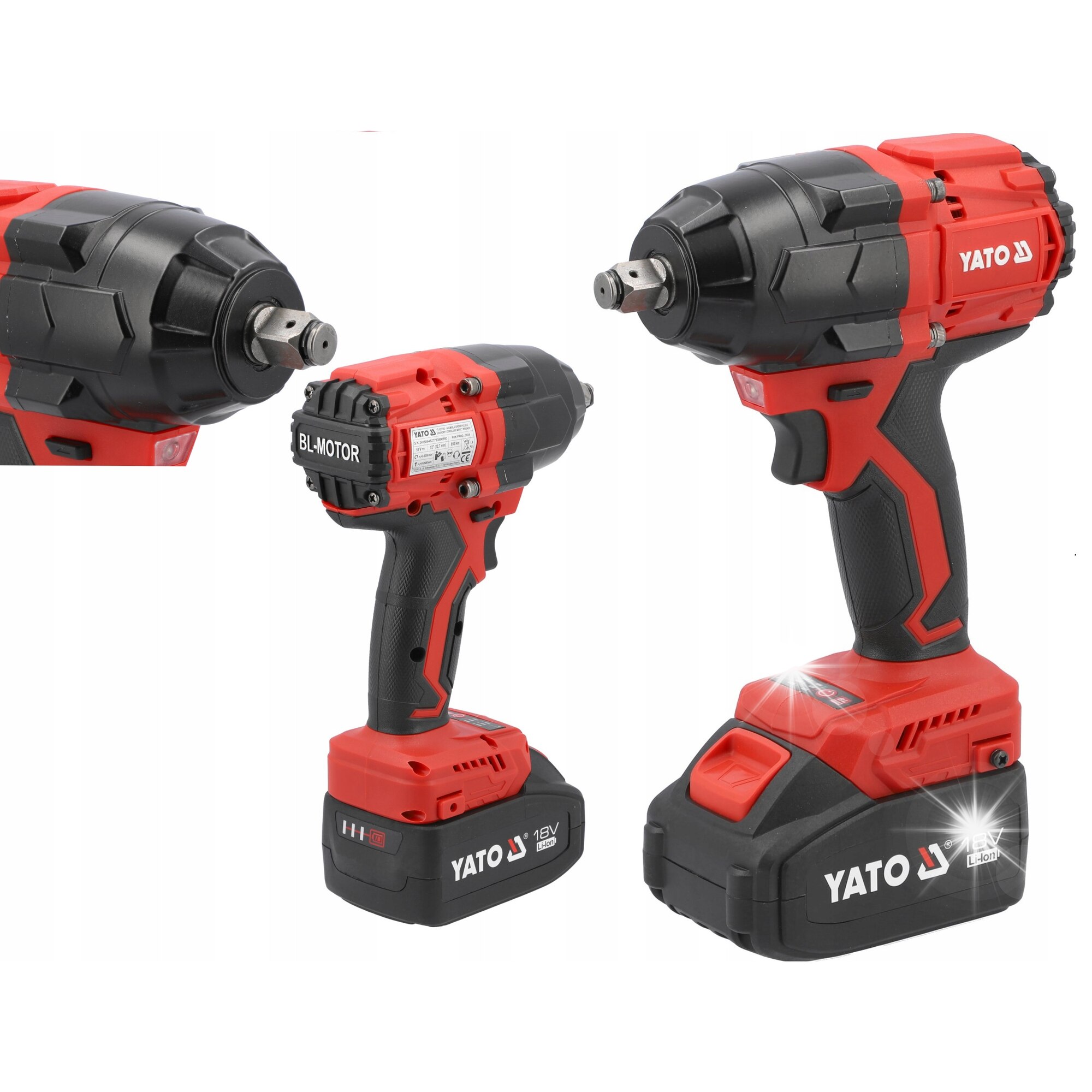 Cheie de impact YATO 18V 800Nm, 2 acumulatori 4Ah, fara perii, 1/2