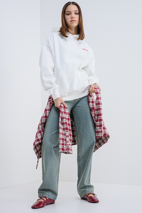 Pegador, Blugi cu aspect decolorat si talie medie, Albastru inchis