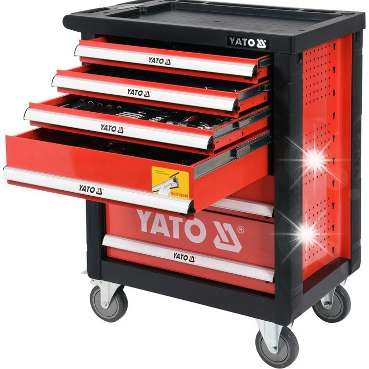 Комплект инструменти Yato, 185 части, размери 97x77x47см, черен и червен