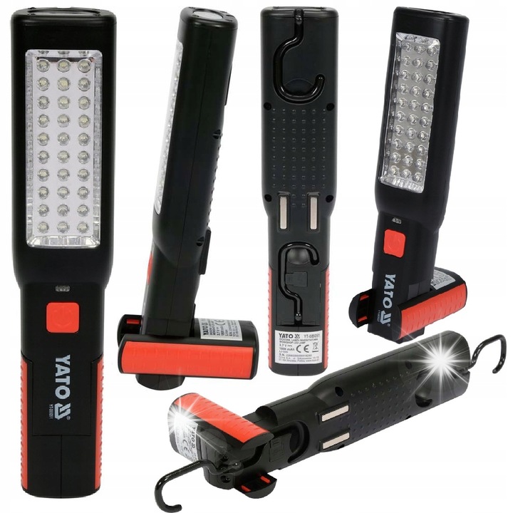Lampa de lucru YATO, acumulator, 100lm, 45lm, 280x56x35mm, set cu incarcator 230V si cablu USB