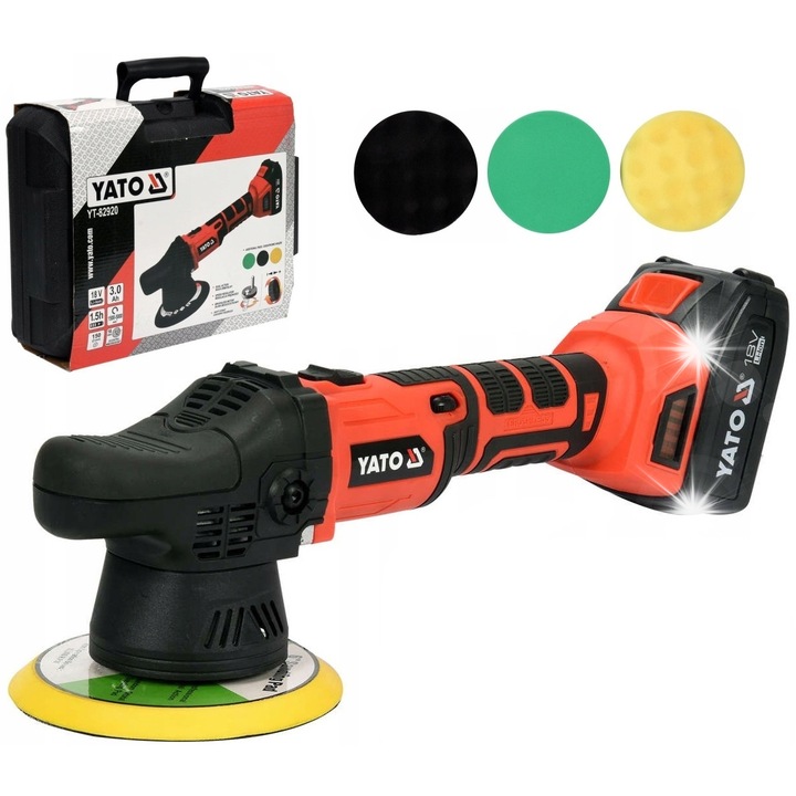 Акумулаторен полирмашина Yato 18V, 3.0Ah, 1500-5000/min