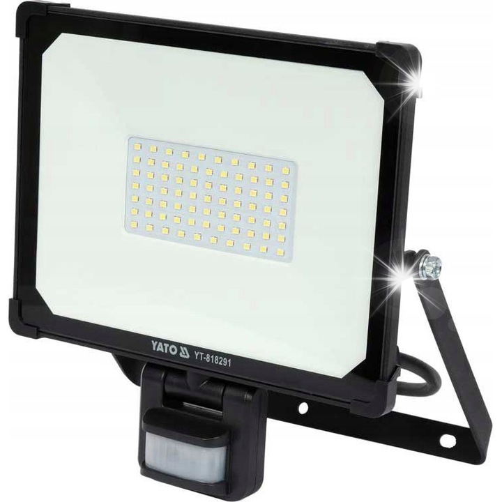 Proiector LED YATO 50W, 4750lm, cu senzor de miscare, IP54, negru, 232x248.5x37mm