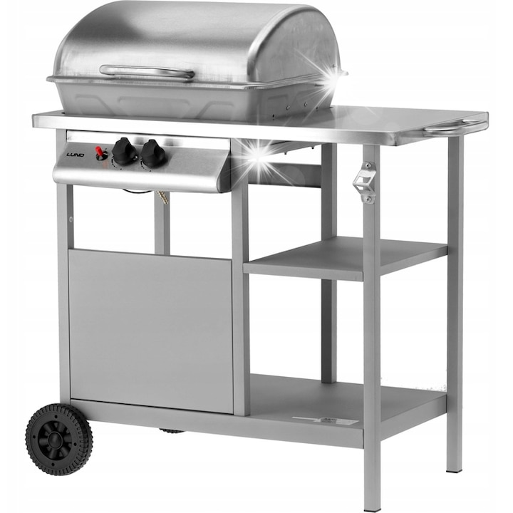 Газов грил, Lund, 5,5 kW, 2 горелки, сребрист, 91,3x54,6x95,8 см