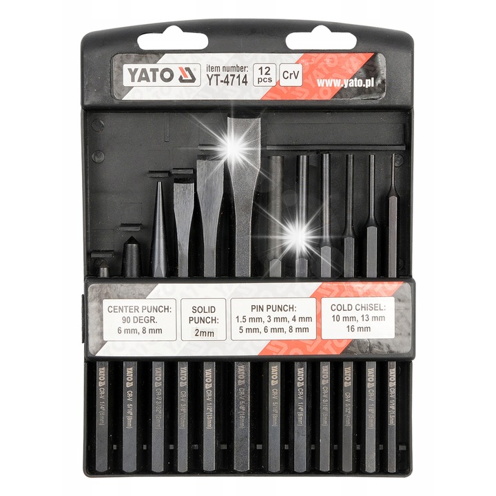Комплект инструменти YATO, 12 части, 1,5-16 мм, дължини 100-150 мм, CrV 6150, черен