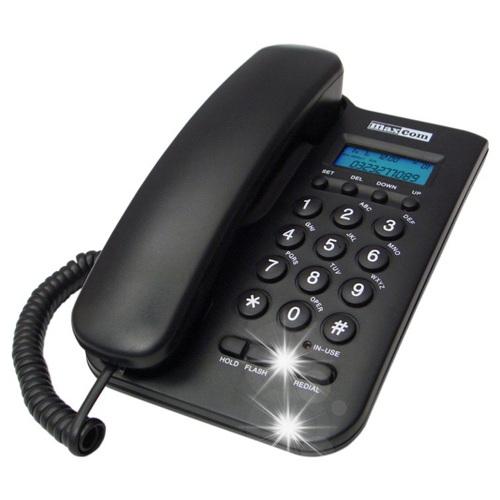 Telefon fix MAXCOM, model KXT100, negru, montare pe perete - eMAG.ro