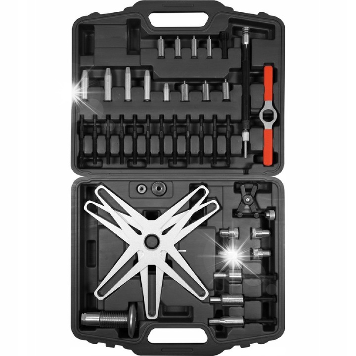 Комплект инструменти за монтаж и регулиране на SAC съединители YATO, 3 и 4 точки на закрепване, включени в пластмасова кутия.