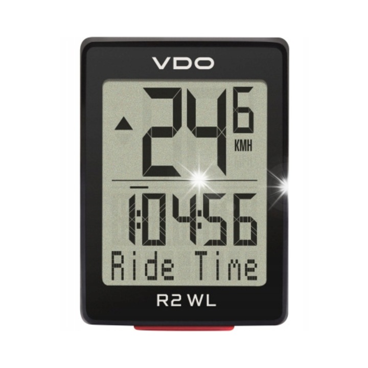 Велокомпютър VDO R2 WL ATS, 10 функции, безжичен, черен